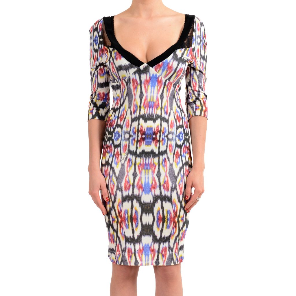 Just Cavalli Women's Wool 3/4 Sleeve Bodycon Dress
